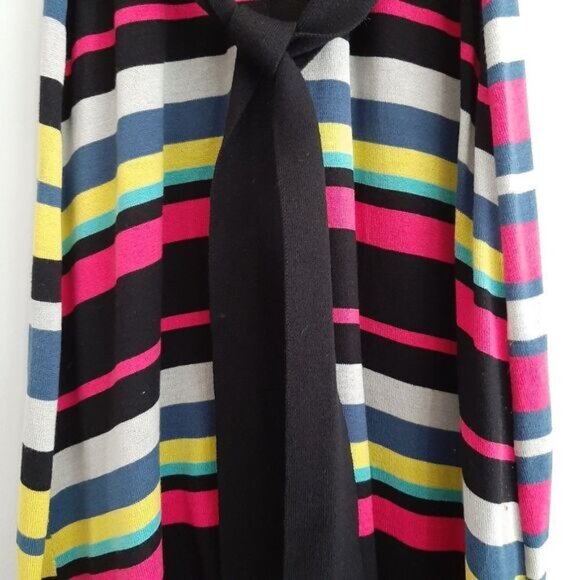 BCBG MAXAZRIA Elia Surplice Faux Wrap Fine Knit Stripe V-Neck Dress Sz S - Picture 14 of 16